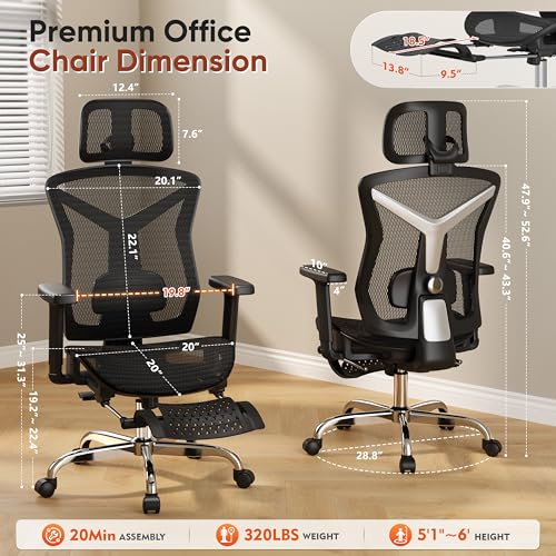 Ergonomic Mesh Office Chair with Foot Rest Y741454