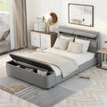 Full Size Gray Velvet Upholstered Platform Bed with Storage W3956