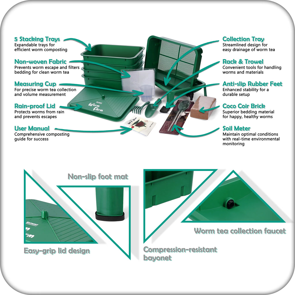 5-Tray Worm Composter with Complete Kits D67923