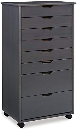 Gray Eight Drawer Wood Rolling Storage Cart R750852