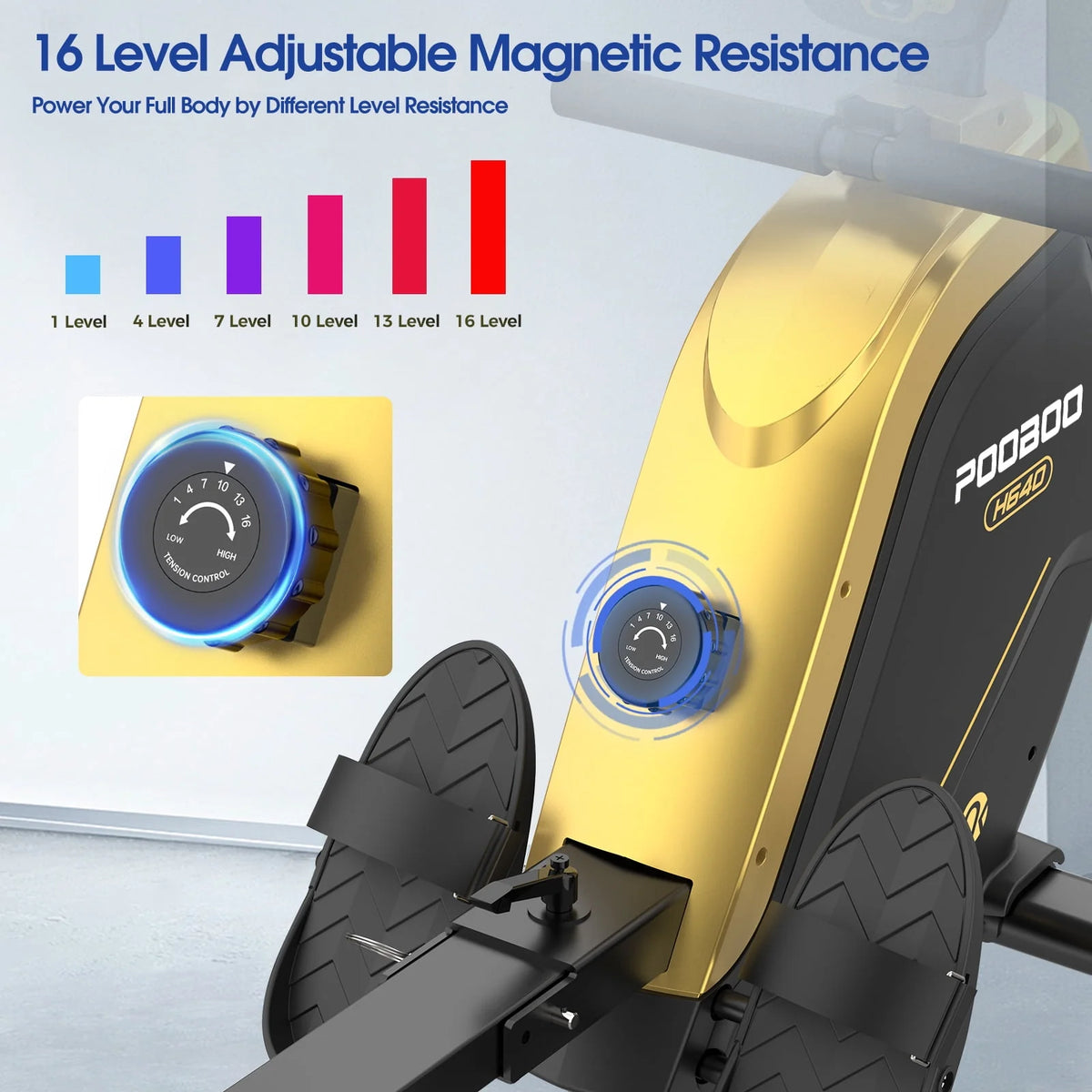 Foldable Magnetic Rowing Machine with 16 Level Resistance R436