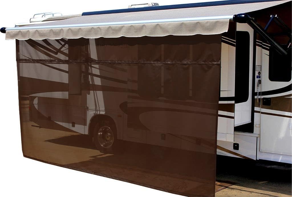 Black 10' x 6' Solar Mesh RV Awning Sun Shade Y6592