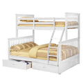 White Wooden Twin Over Full Bunk Bed with 2 Drawers Y41582