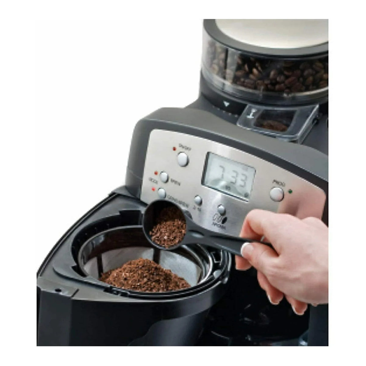 Black Coffee Maker with Conical Burr Grinder S362311