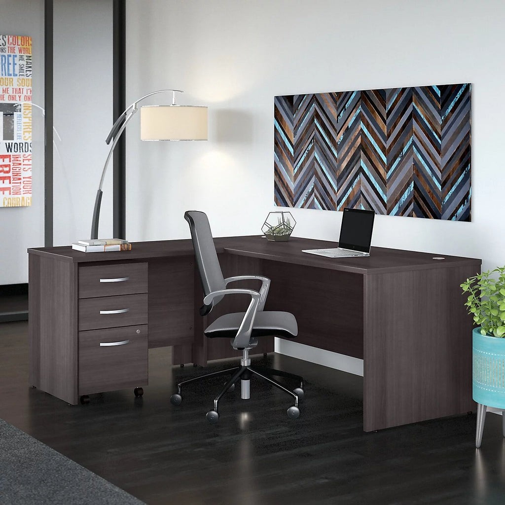 72W L Shaped Desk with Drawers Q255578