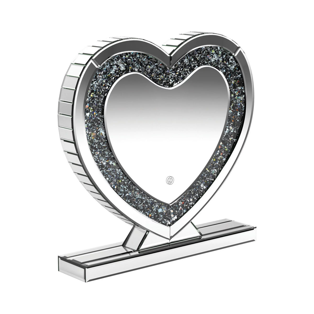 20 Inch Heart Crystal Trim Glass Vanity Mirror V1824