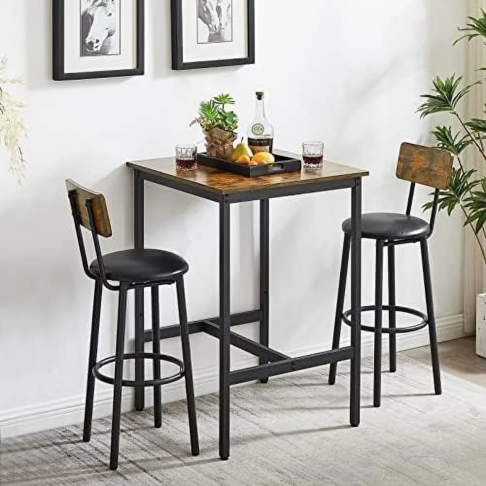 3-Piece Round Bistro Pub Dining Table and Chairs Set B3785
