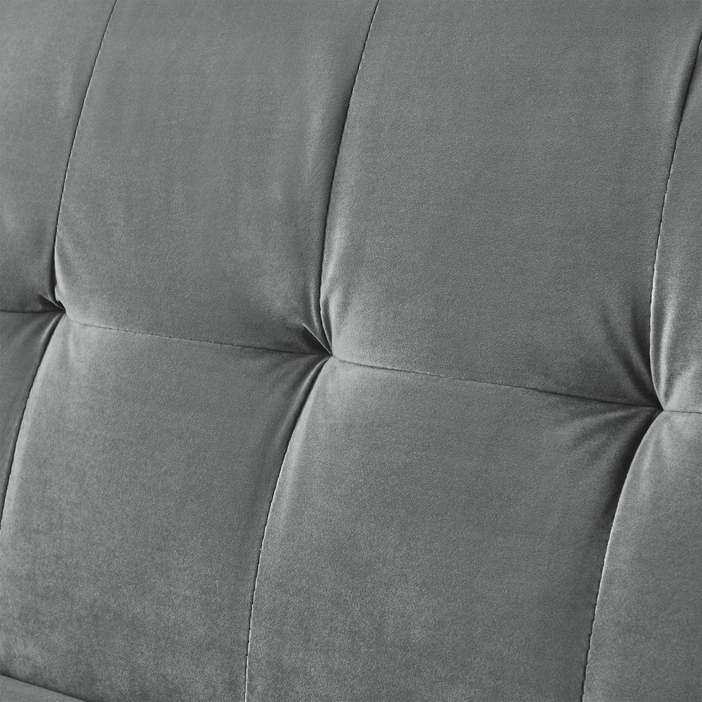 78" Grey Velvet Futon Sofa Bed Convertible Sleeper Loveseat D92739