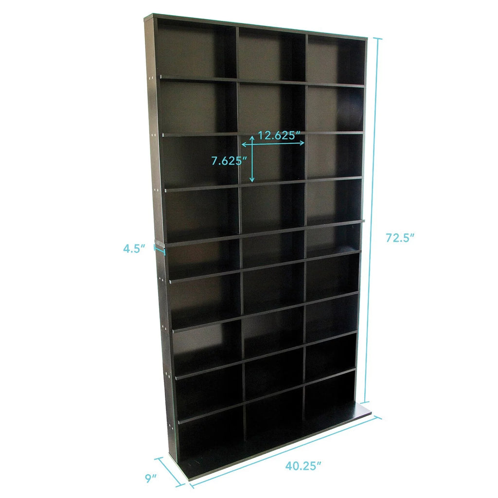 40"x71" 9-Shelf Wood Media Storage Bookcase F4109