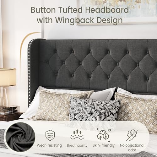 King Size Linen Upholstered Bed Frame with 4 Storage Drawers G846