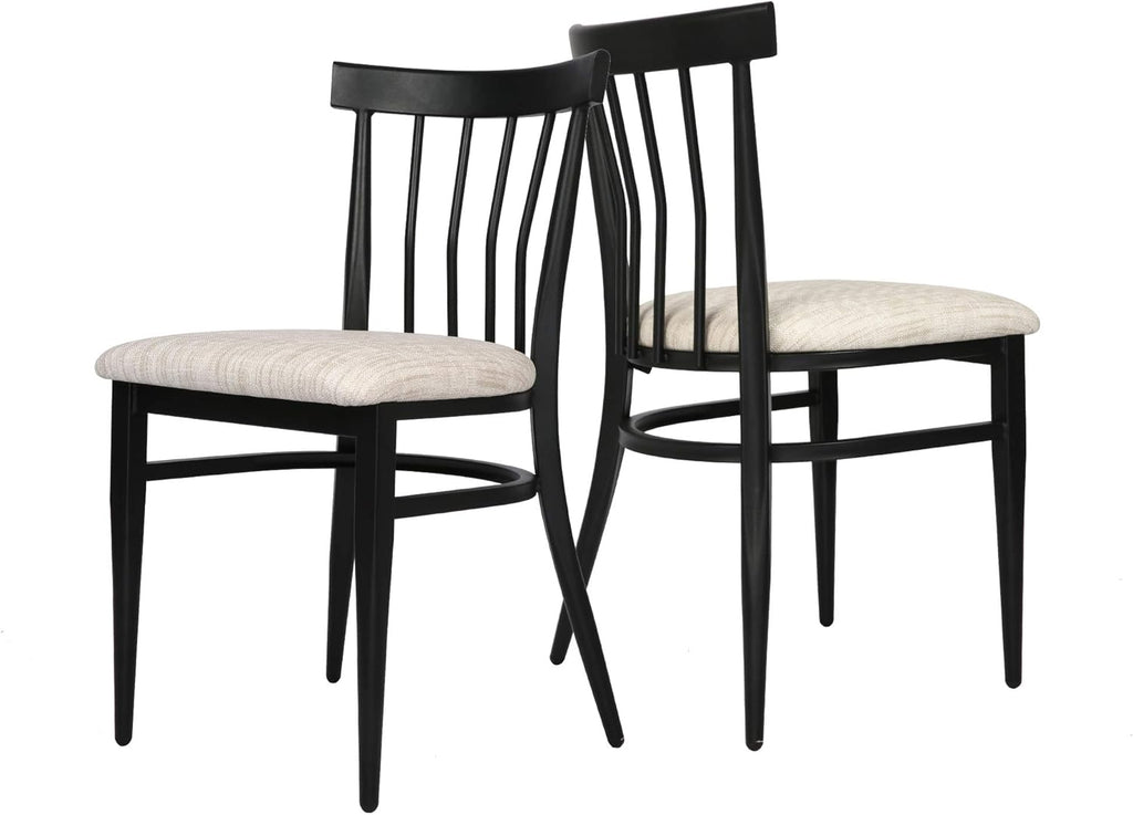 Set of 2 Metal Stackable Dining Chairs with Wood Seat N182