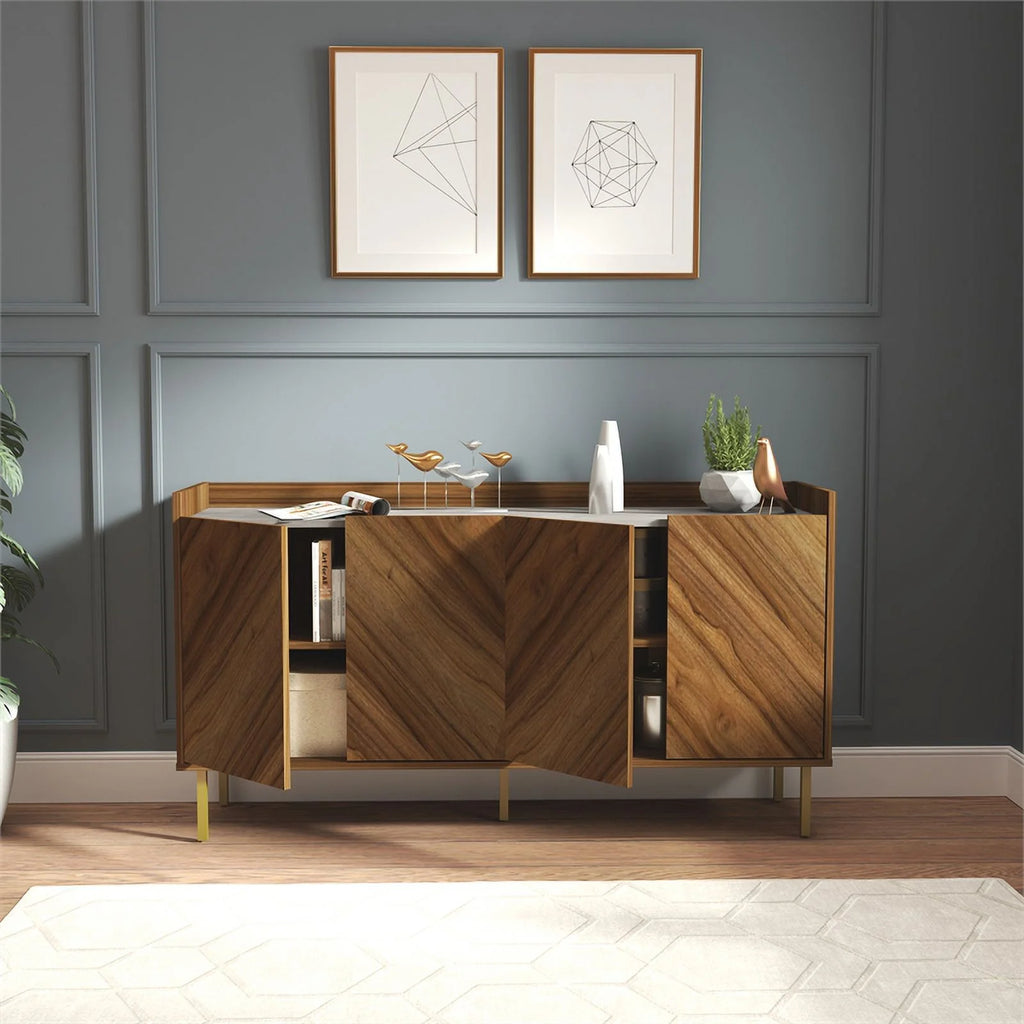 Brown Oak Engineered Wood Sideboard/Console Table O489602
