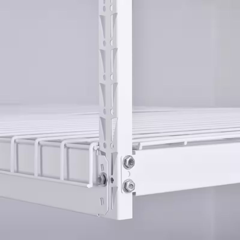 Adjustable Height White Overhead Ceiling Storage Rack Q389