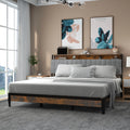 Full Size Upholstered Platform Bed Frame with Charging Station E96709