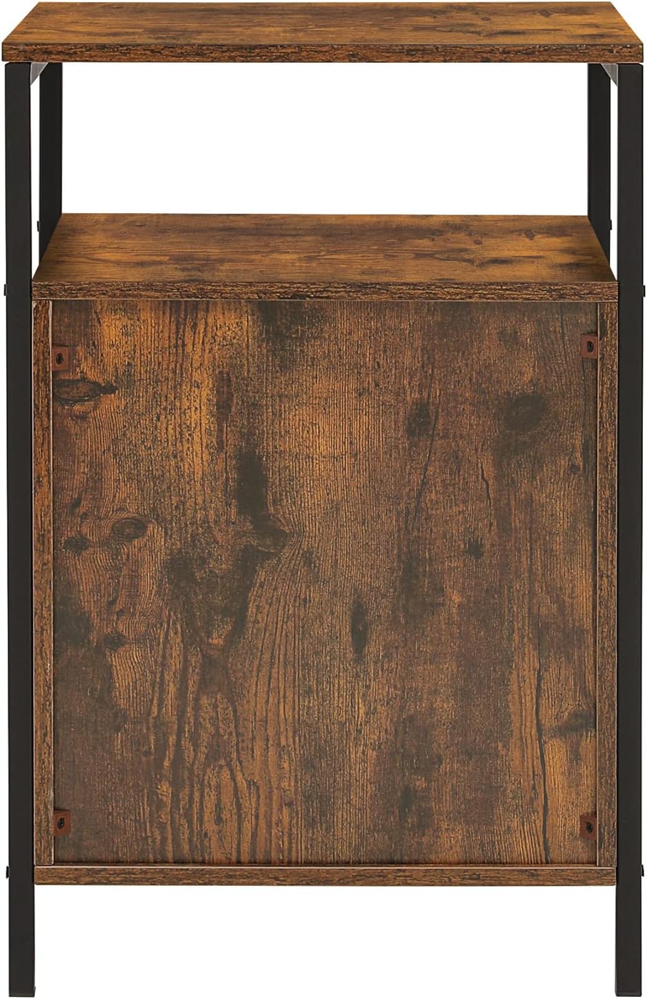 Rustic Brown Night Stand with Open Shelf and Mesh Door W248280