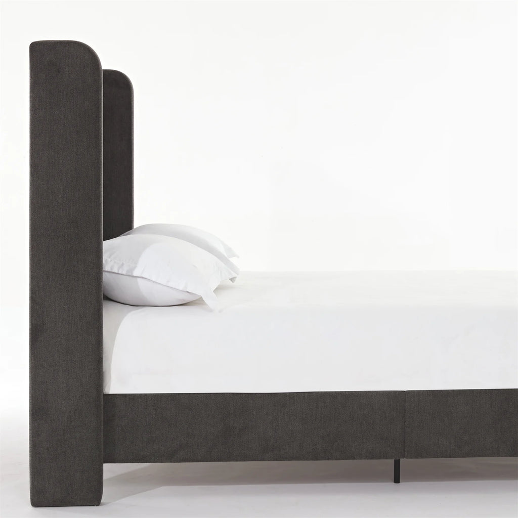Queen Size Upholstered Platform Bed Frame with Wingback Headboard Z7406