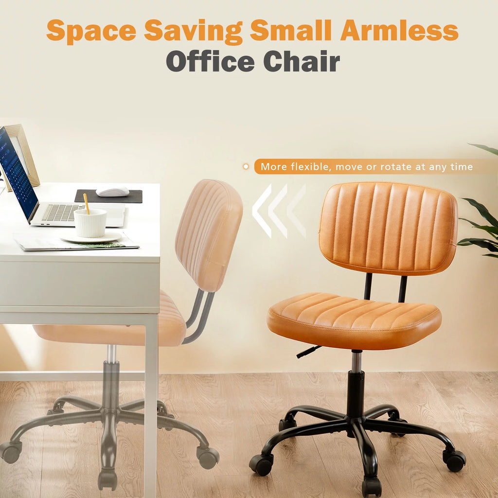 Brown PU Leather Low Back Task Chair with Wheels P245