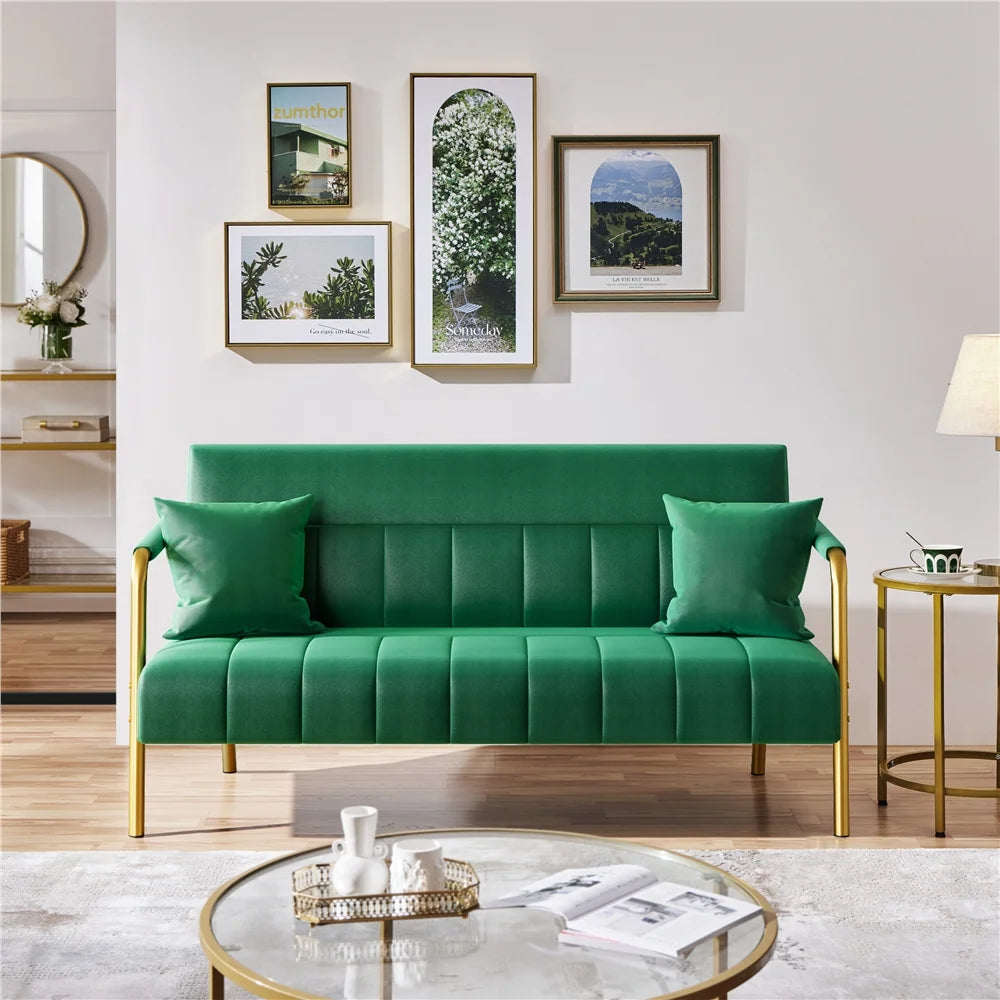 Light Gray Upholstered Sofa Couch with 2 Pillows A455