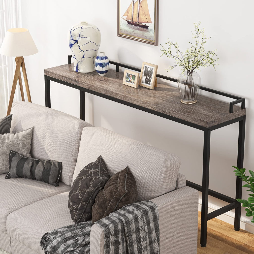 70.9 inch Long Narrow Brown Rustic Console Table V472