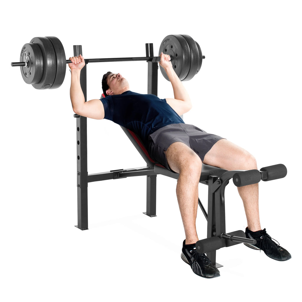 Adjustable Weight Bench with Rack and 90 lb. Weight Set N6876