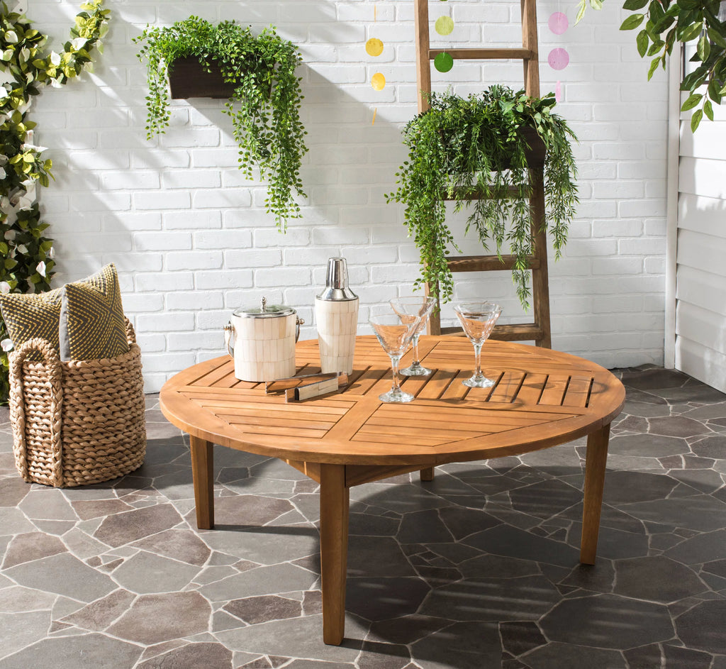 Teak Brown Round Outdoor Coffee Table V68919