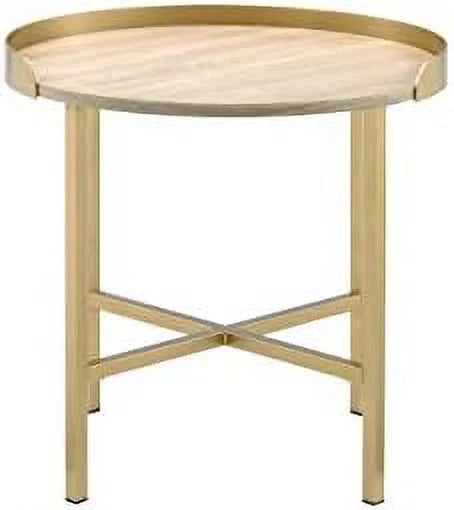 Round End Table with Metal Base C89688