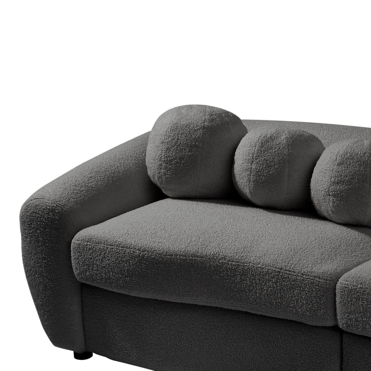 87.7" Gray Teddy Upholstered 3 Seater Sofa with 5 Pillows A700