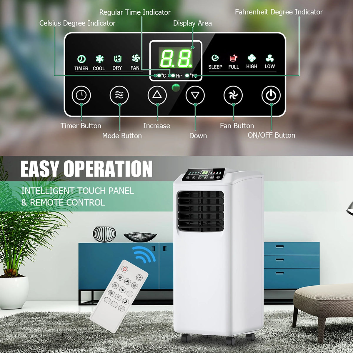 5500 BTU Portable Air Conditioner & Dehumidifier with Window Kit J48888