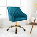 Velvet Office Chair Swivel Desk Chair with Gold Metal Base and Wheels Y750417