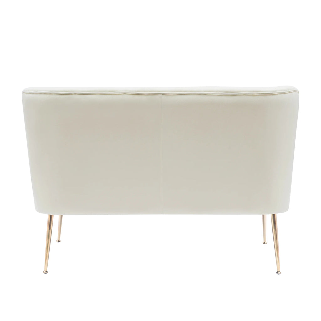 46" Wide Ivory Velvet Upholstered Love Seat Sofa V195952