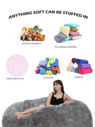 Black 6FT Embroidered Bean Bag Chair Cover Y572819