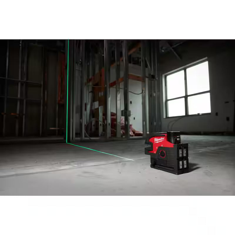 12-Volt Cordless Green Cross Line Laser Kit with Laser Distance Meter Q51230
