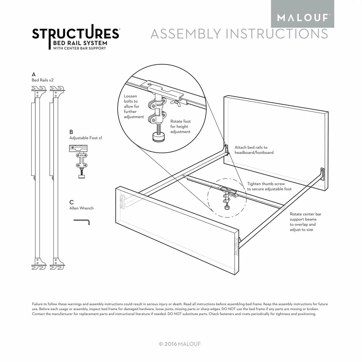 Bed Rail System with Center Bar Support F55503