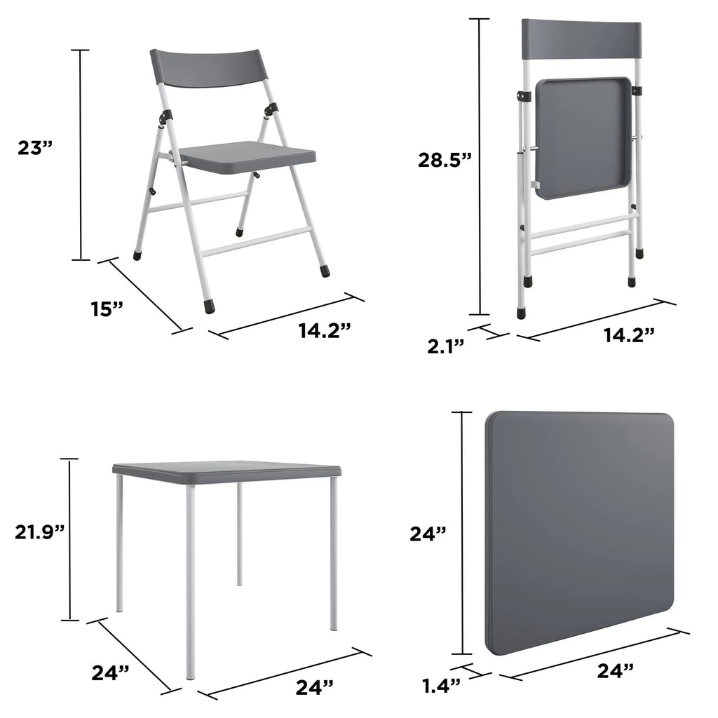 Kid's Activity Set with Folding Chairs, 3-Piece Set, Gray & White S490