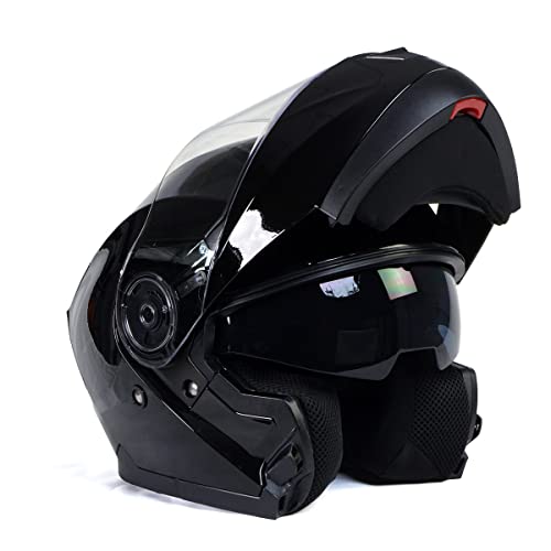 Gloss Black Modular Motorcycle Helmet with Drop Down Visor XX-Large L9597