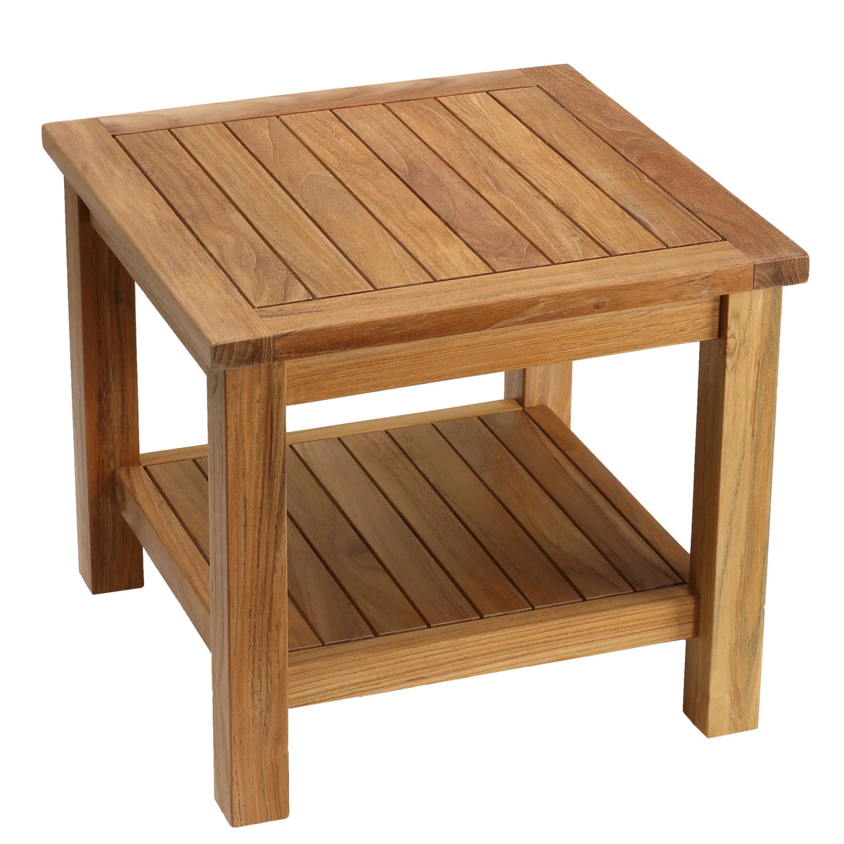 Solid Teak Wood Side Table with Shelf Y904