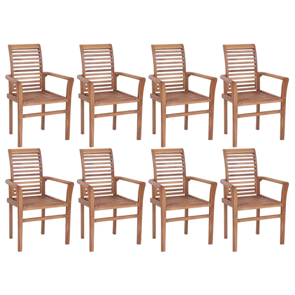 8 pcs Solid Teak Wood Stacking Dining Chairs E852074