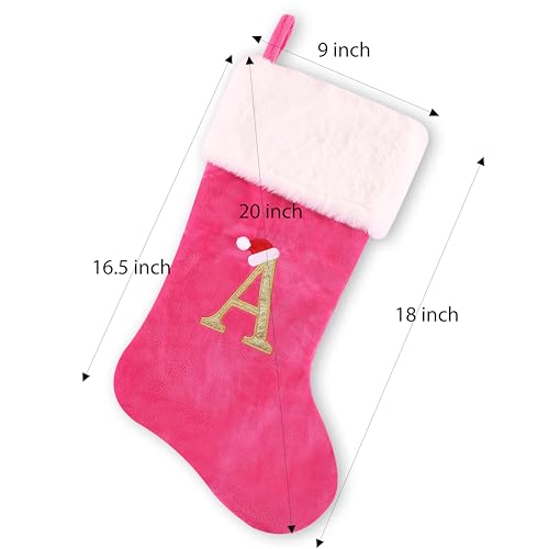 Pink Faux Velvet Stocking A35983
