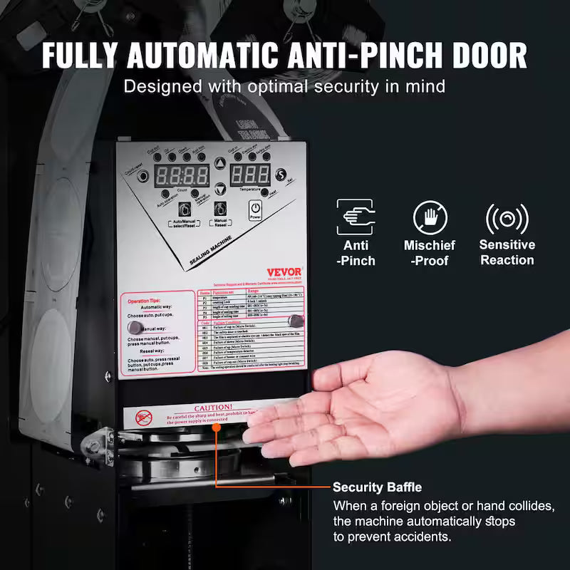 Automatic Cup Sealing Machine with LCD Panel, Black W562223