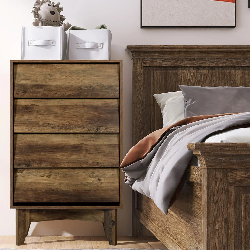 Walnut 4 Drawer Wood Dresser X4111