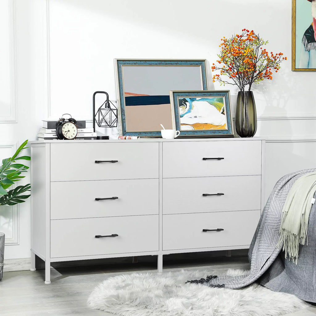White 6 Drawer Wooden Dresser I366480