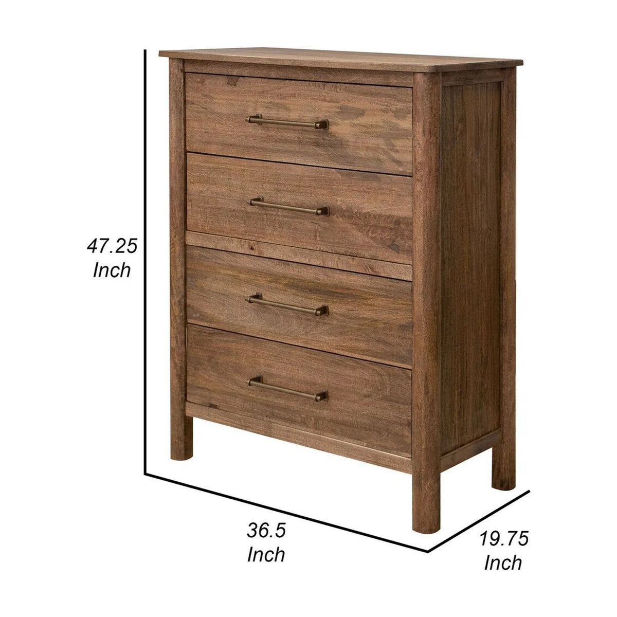 47 Inch Tall 4 Drawer Wood Dresser D683034