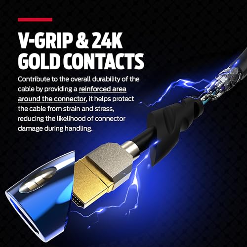 8K HDMI Cable with 24K Gold Contacts, 48 Gbps, 12 FT T7631