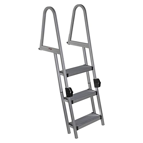 Heavy-Duty Aluminum Pontoon & Dock Ladder with 3-Step Fold-Up J261404