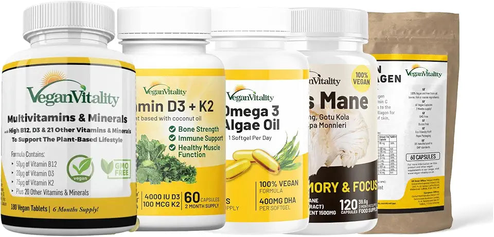 Multivitamins Lion's Mane Vitamin D3 K2 Omega 3 Algae Oil Vegan Collagen Booster M172