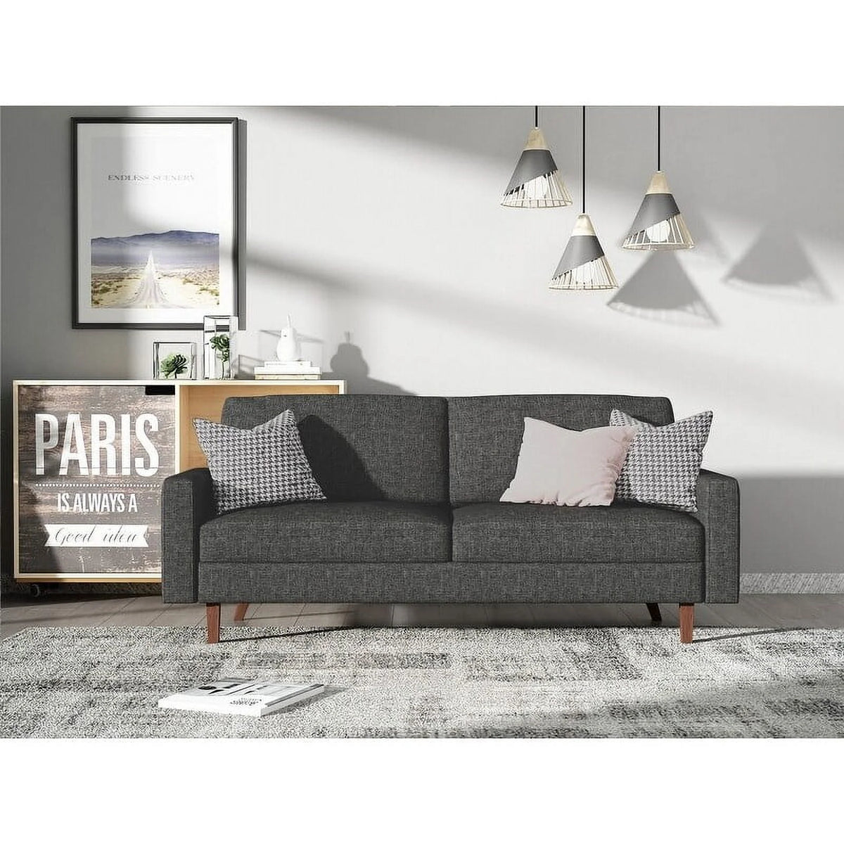 Beige Mid-century Modern Sofa B8501