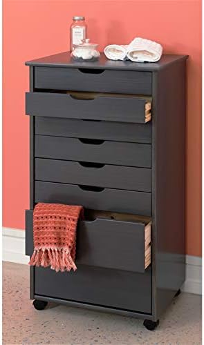 Gray Eight Drawer Wood Rolling Storage Cart R750852