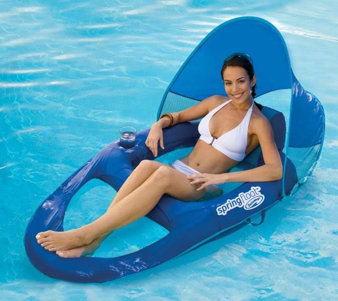 Blue Pool Lounge Chair with Sun Canopy 3 Pack R890816