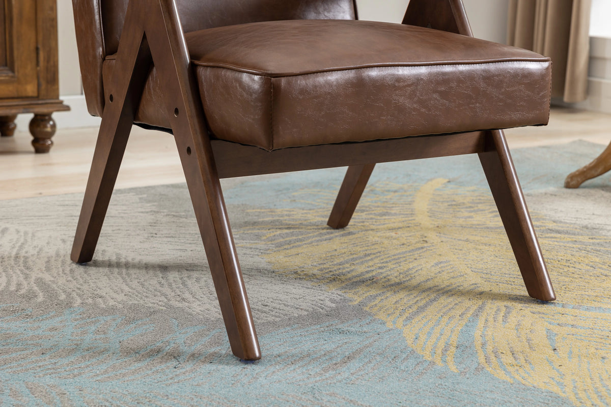 Leisure Chair with Solid Wood Armrest and Feet W69899
