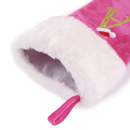 Pink Faux Velvet Stocking A35983